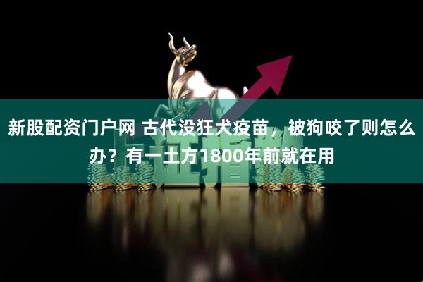 新股配资门户网 古代没狂犬疫苗，被狗咬了则怎么办？有一土方1800年前就在用